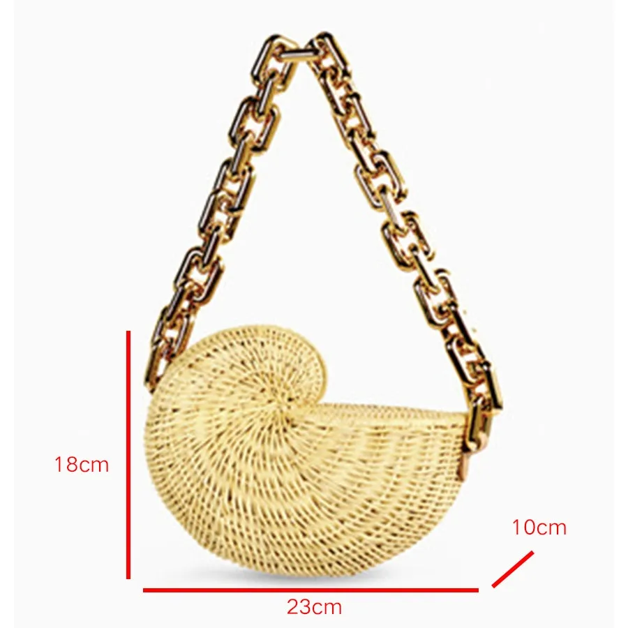 MADEIRA Conch Shell Shaped Rattan Bag - New