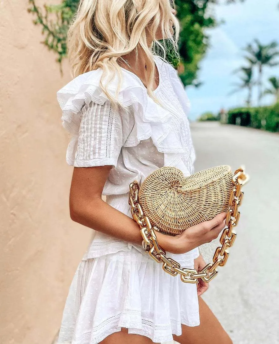 MADEIRA Conch Shell Shaped Rattan Bag - New