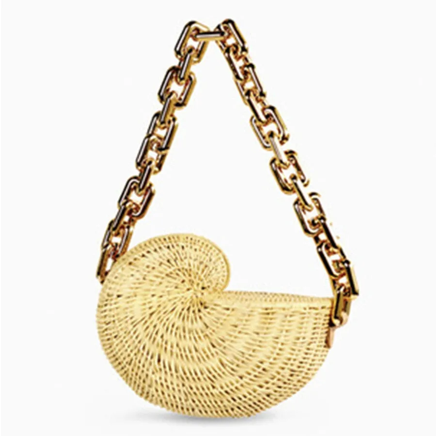 MADEIRA Conch Shell Shaped Rattan Bag - New