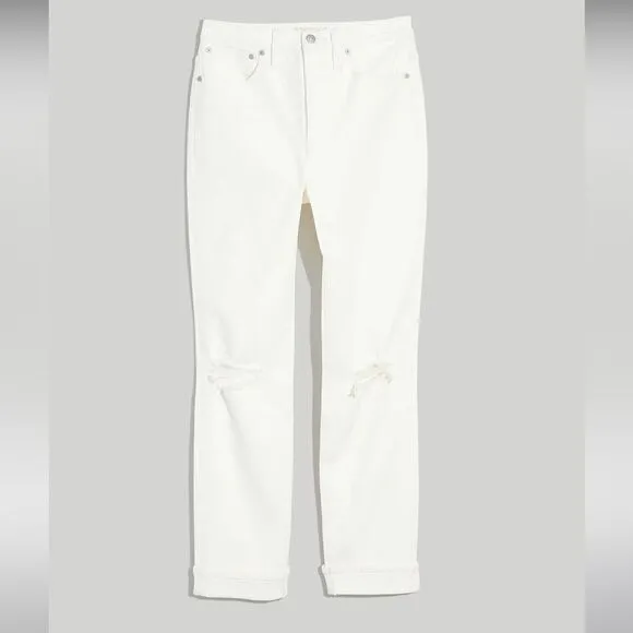 Madewell NWT The High Rise Slim Boyjean in Tile White Size 24