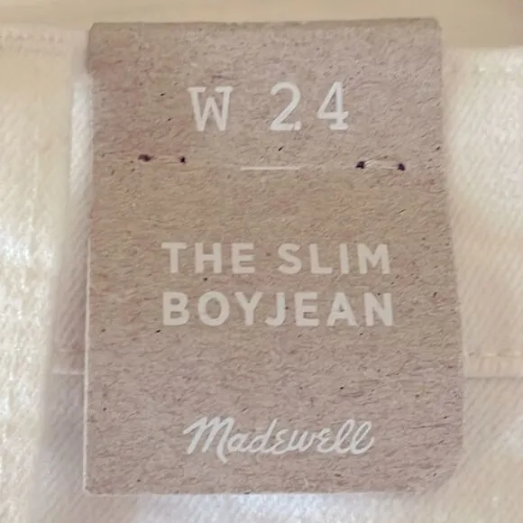 Madewell NWT The High Rise Slim Boyjean in Tile White Size 24