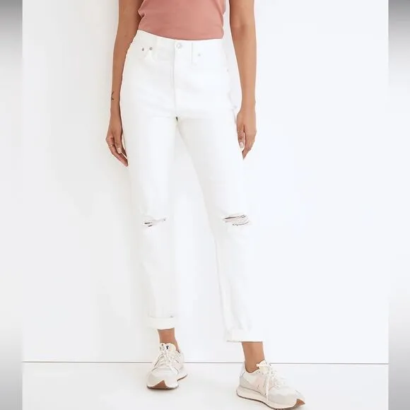 Madewell NWT The High Rise Slim Boyjean in Tile White Size 24
