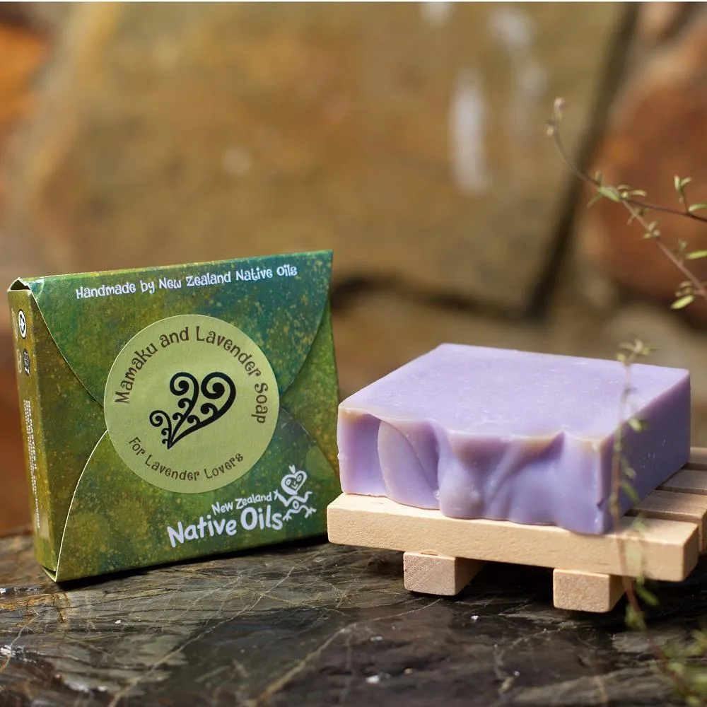 Mamaku and Lavender Organic Soap with Wooden Soap Tray