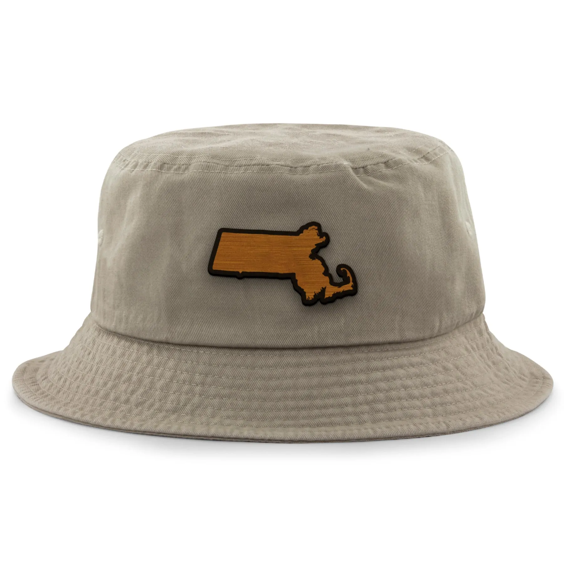 Massachusetts State Wood Grain Patch Bucket Hat