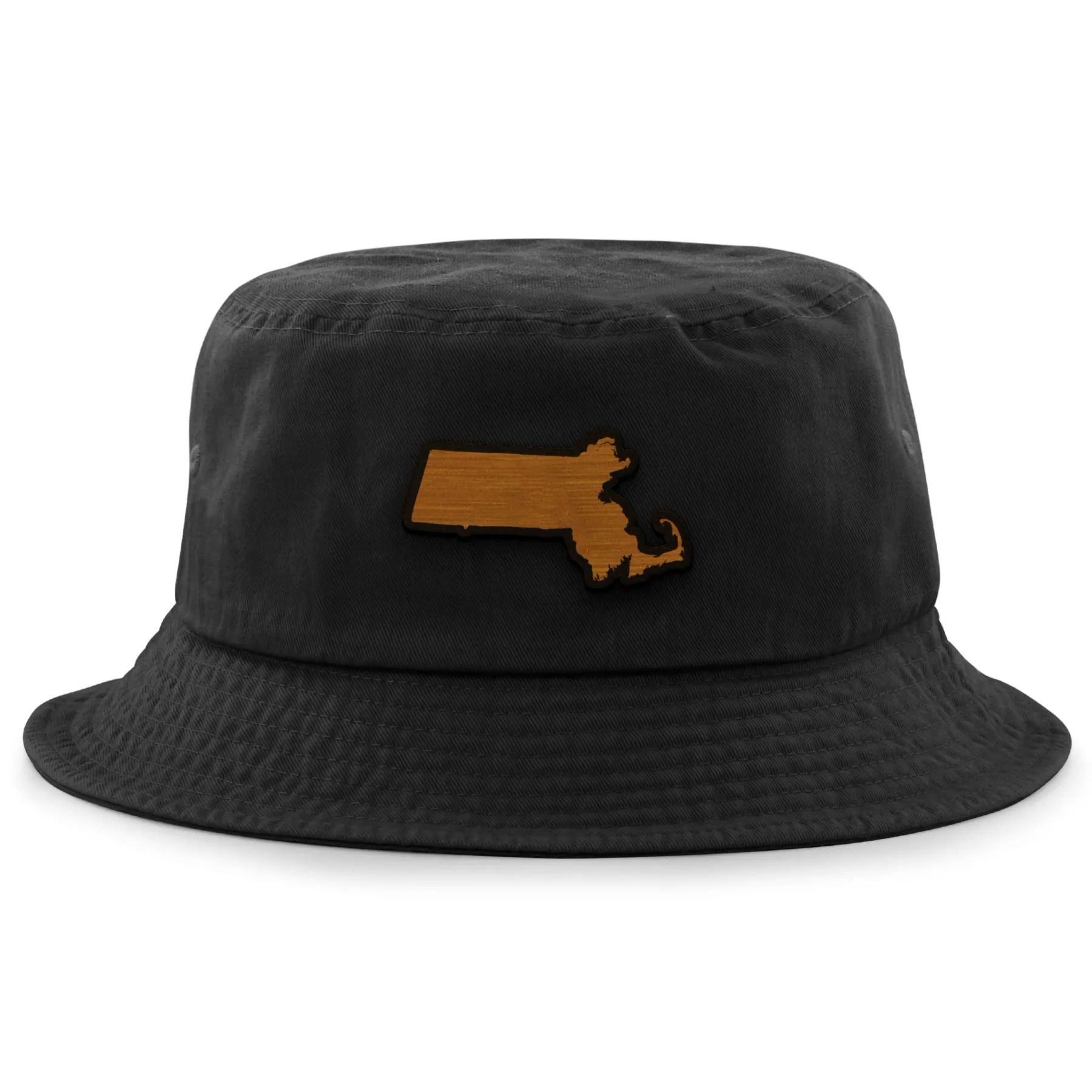 Massachusetts State Wood Grain Patch Bucket Hat