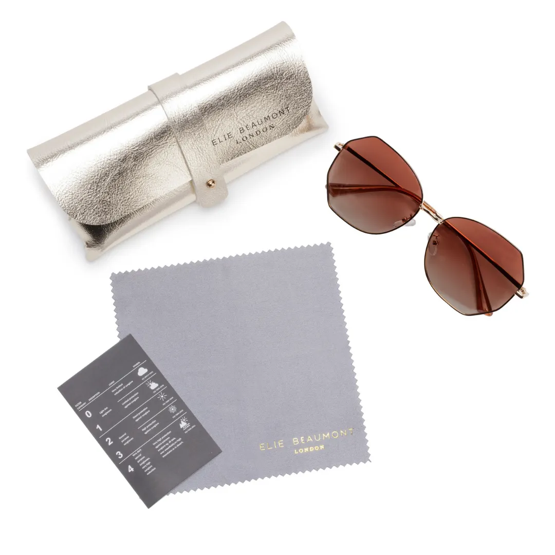 MAUI Brown Hexagonal Sunglasses