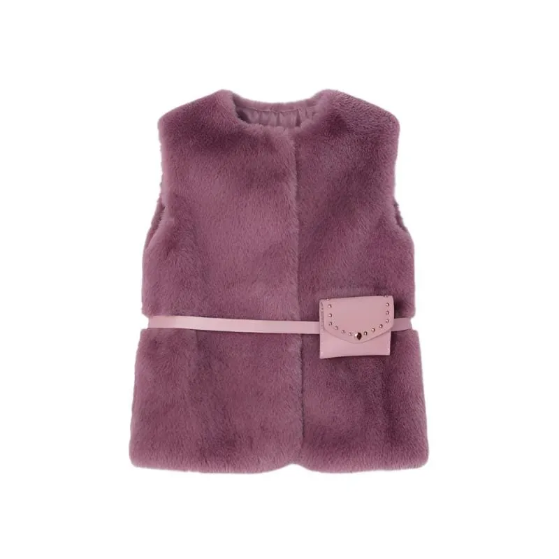 Mayoral Girl Fur Gilet with Belt