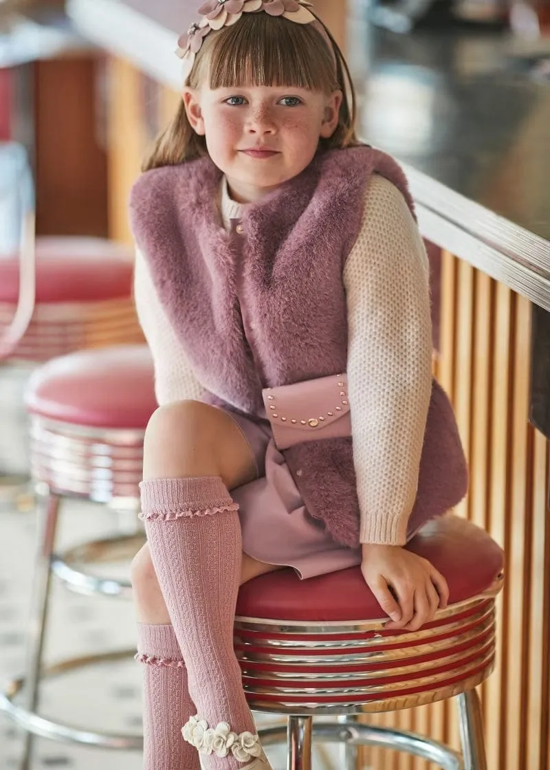 Mayoral Girl Fur Gilet with Belt