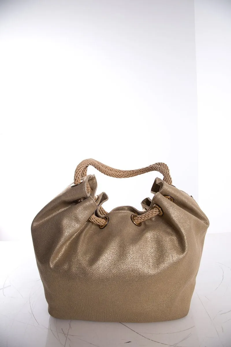 Michael Kors Gold Glitter Beach Hobo Shoulder Bag