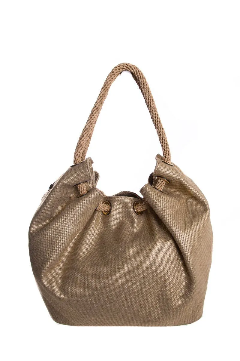 Michael Kors Gold Glitter Beach Hobo Shoulder Bag