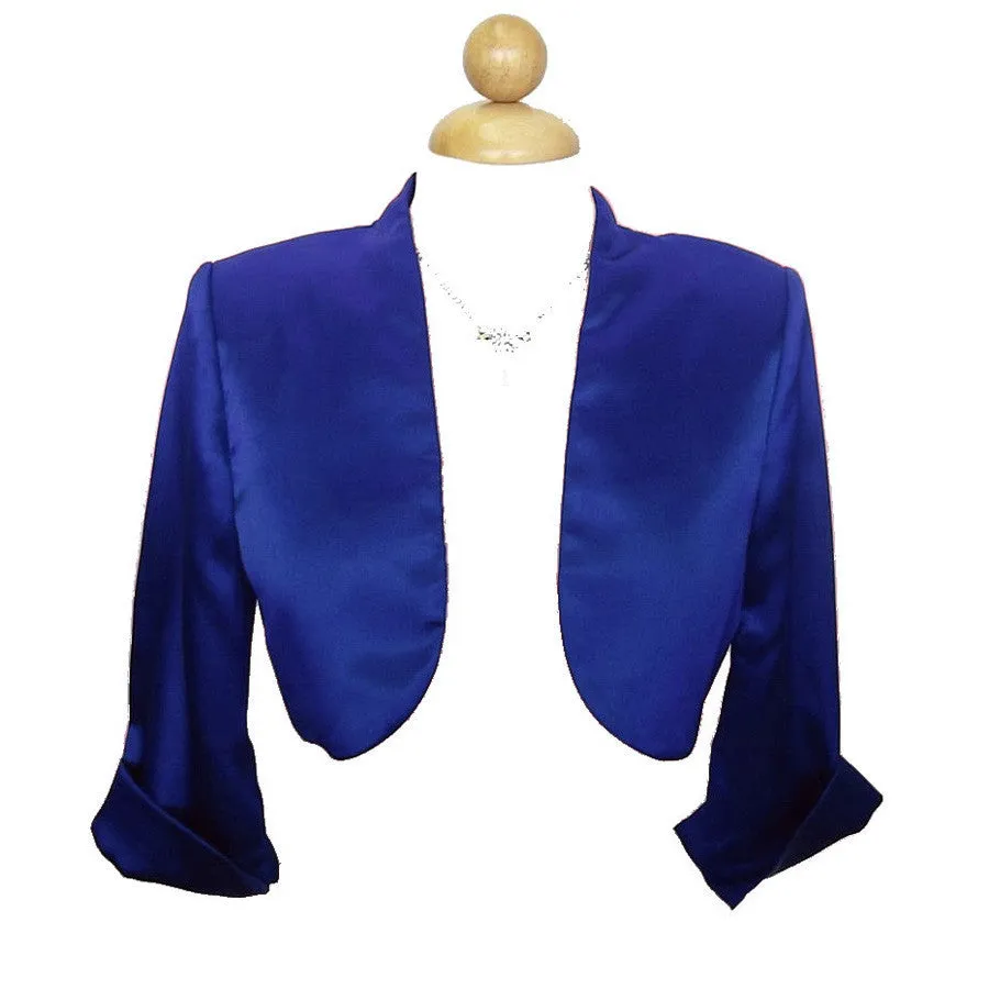 Mid Length Sleeve Black Satin Bolero Jacket Shrug