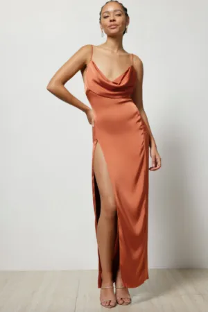 Mila Slip Dress in Rust by Lexi - RENTAL