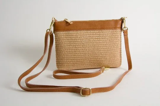 Mini Bag Rafia Natural Cuoio
