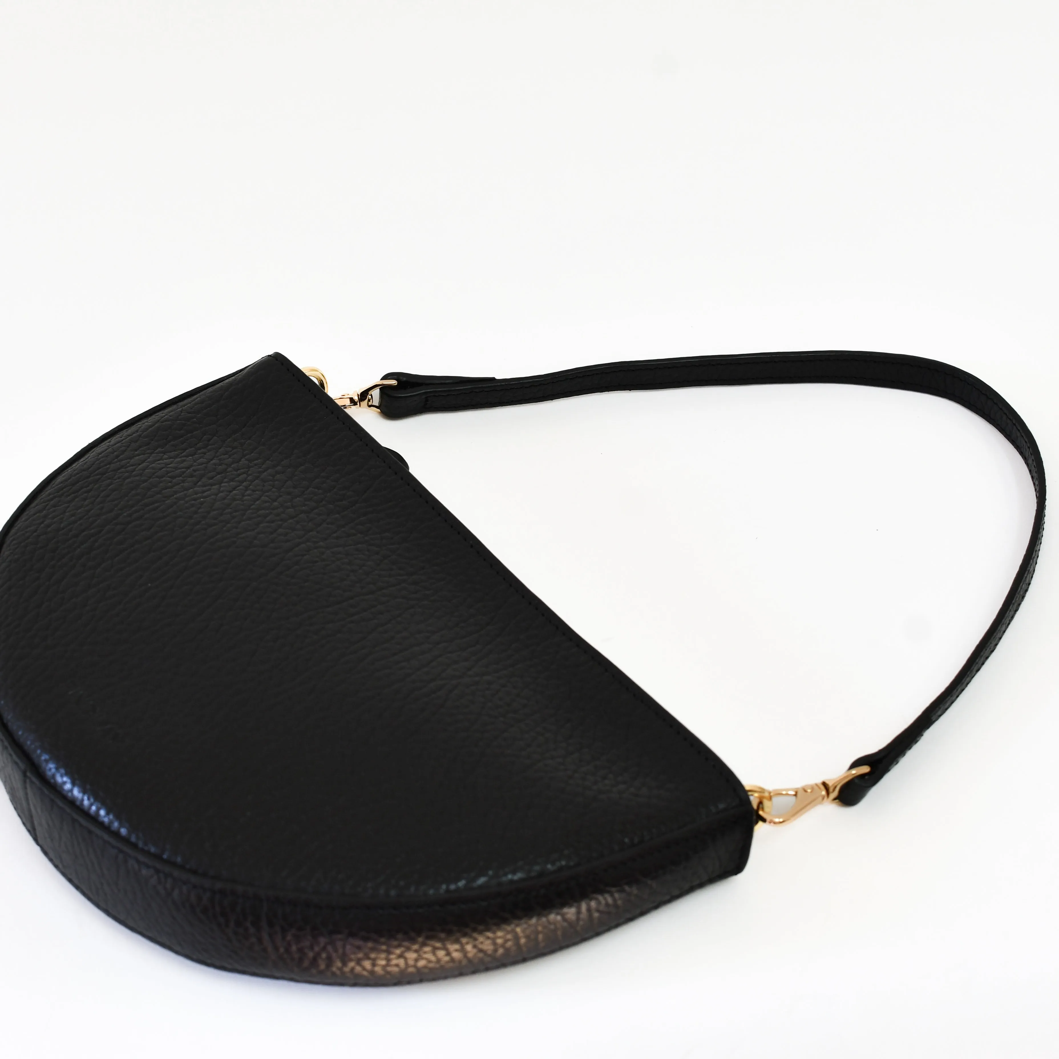 Mini Shoulder Strap, Black Luxe Pebble