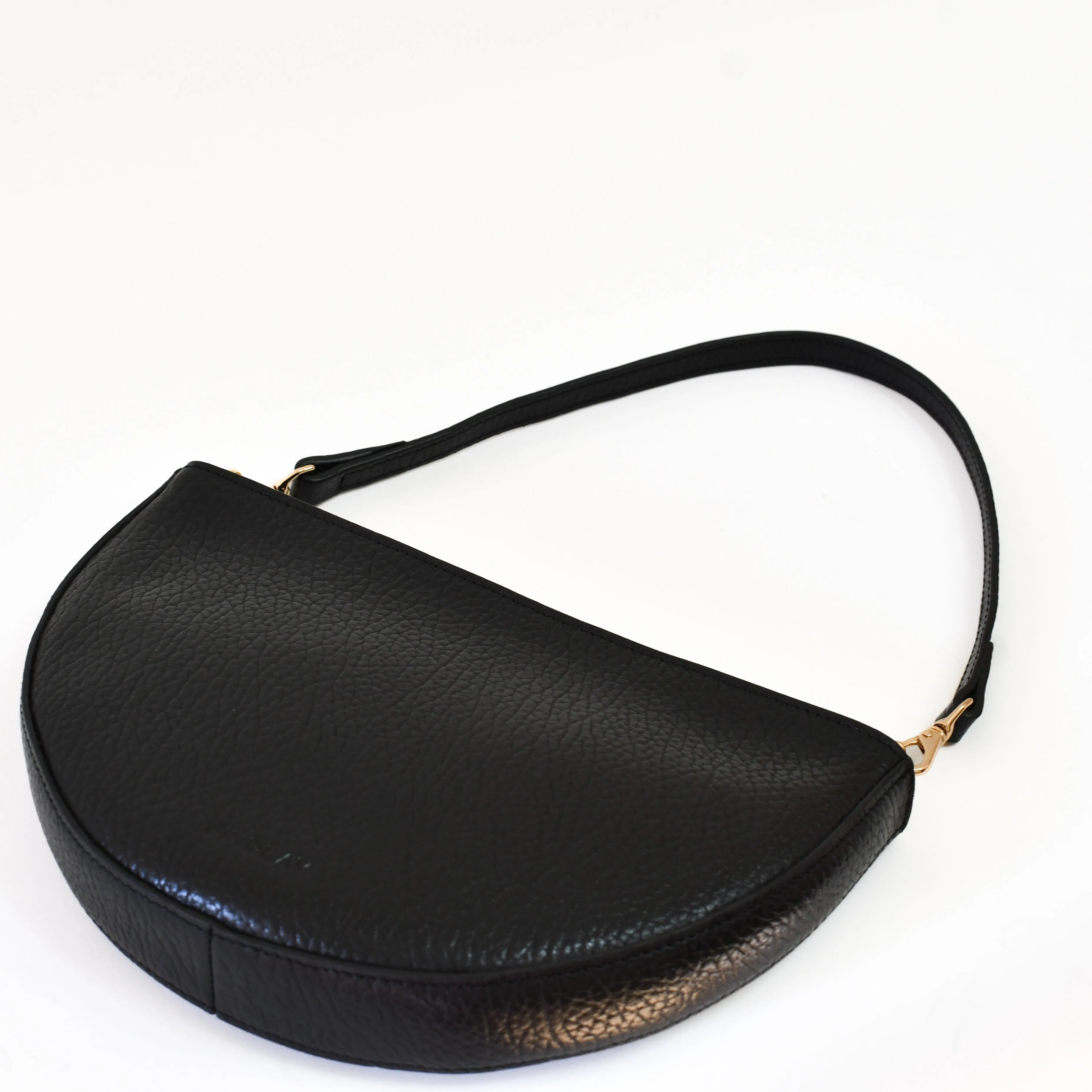 Mini Shoulder Strap, Black Luxe Pebble