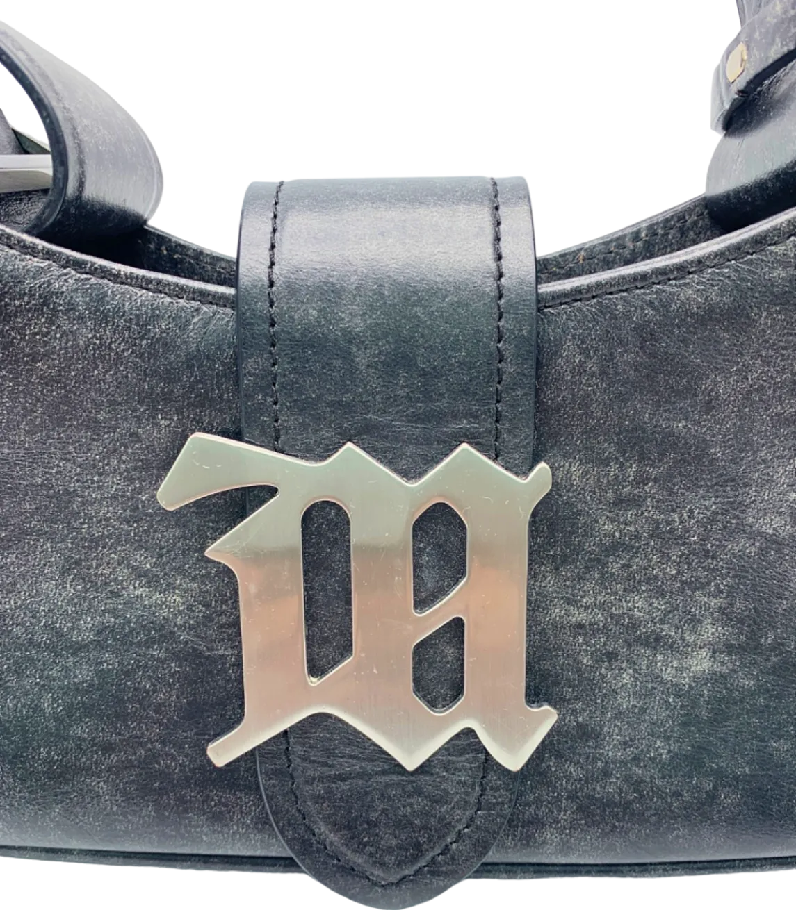 Misbhv Black Leather logo-plaque lshoulder bag