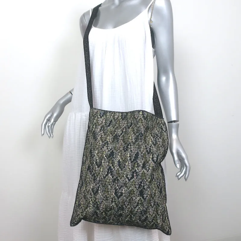 Missoni Messenger Bag Black/Green Lurex Knit Large Flat Crossbody NEW