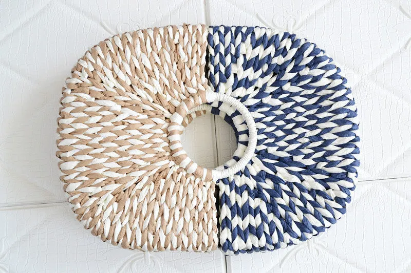 Mixed Color Weaving Straw Bag Handbag