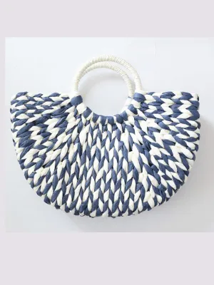 Mixed Color Weaving Straw Bag Handbag