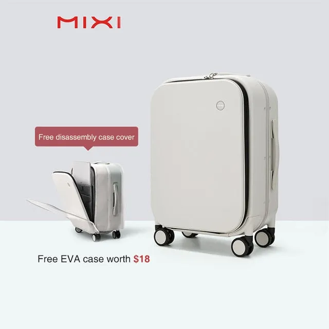 Mixi 2021 New Patent Design Aluminum Frame Suitcase Carry On Rolling Luggage Beautiful Boarding Cabin M9260