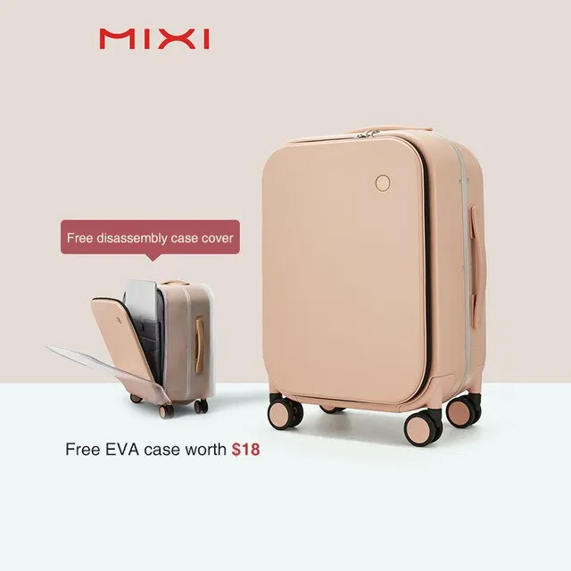 Mixi 2021 New Patent Design Aluminum Frame Suitcase Carry On Rolling Luggage Beautiful Boarding Cabin M9260