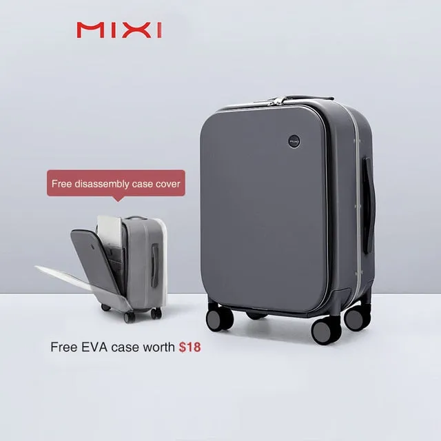 Mixi 2021 New Patent Design Aluminum Frame Suitcase Carry On Rolling Luggage Beautiful Boarding Cabin M9260
