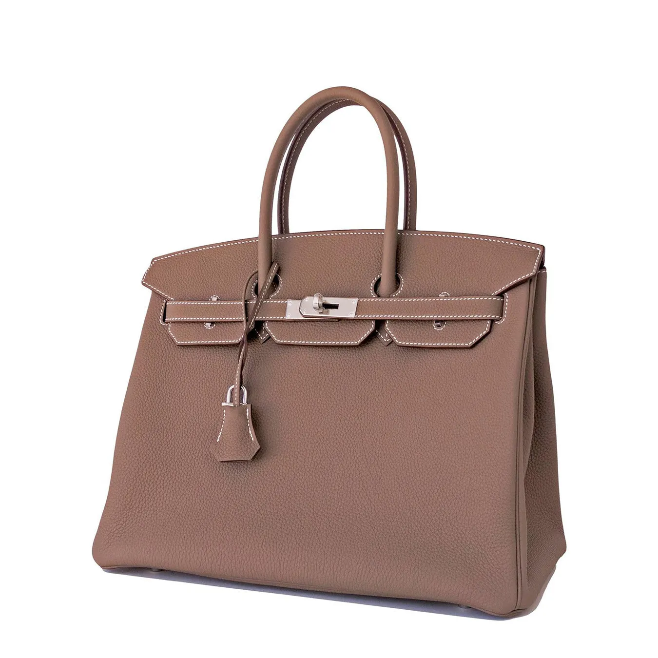 Modern Chic Hermes Etoupe Togo Birkin 35cm Palladium PHW Bag