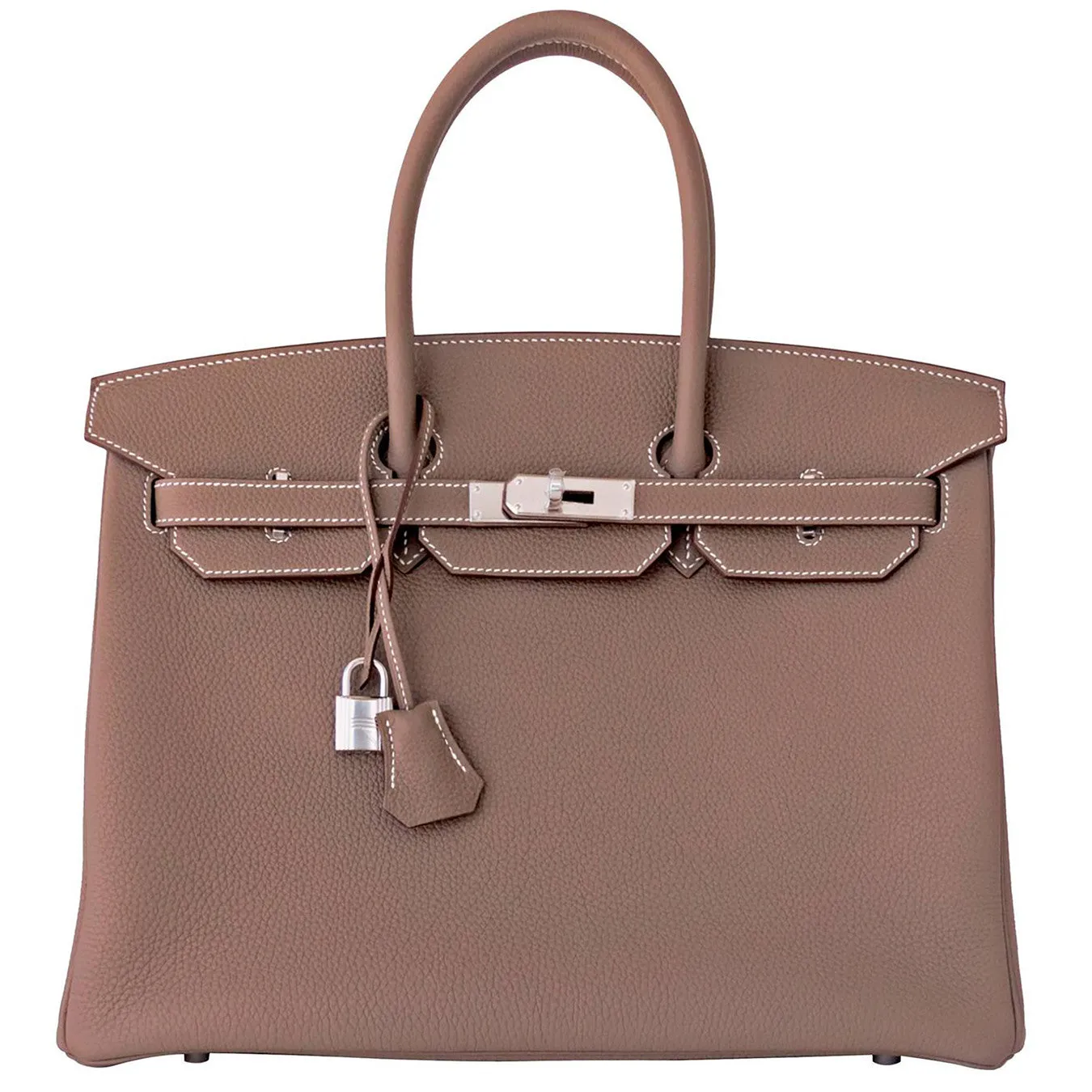 Modern Chic Hermes Etoupe Togo Birkin 35cm Palladium PHW Bag
