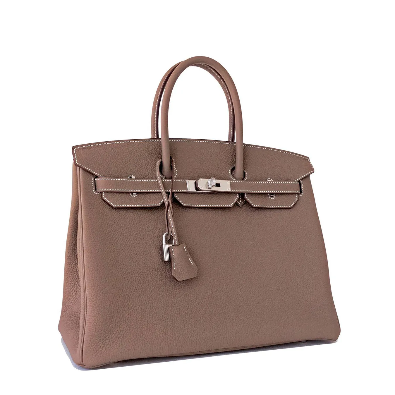 Modern Chic Hermes Etoupe Togo Birkin 35cm Palladium PHW Bag