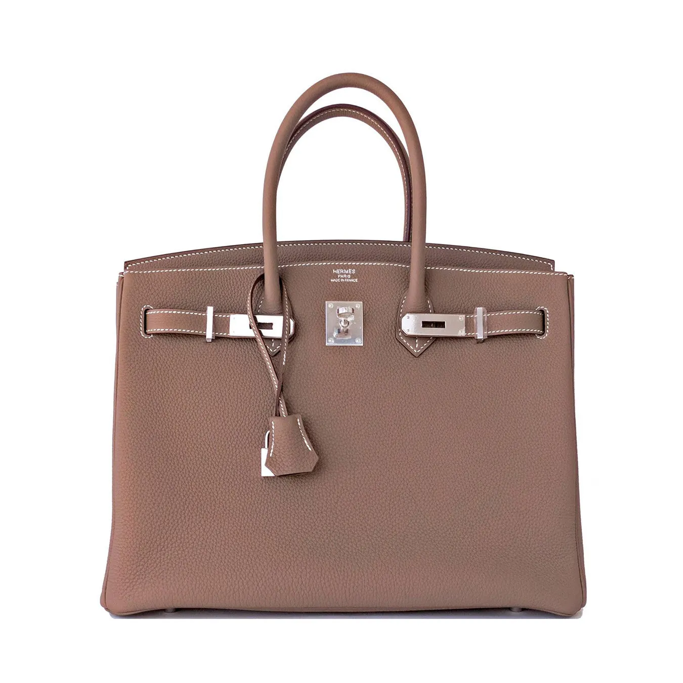 Modern Chic Hermes Etoupe Togo Birkin 35cm Palladium PHW Bag