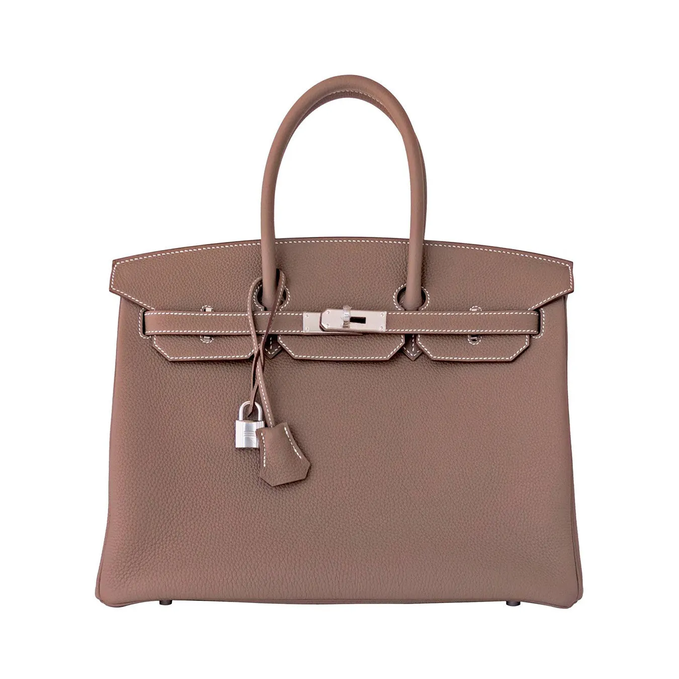 Modern Chic Hermes Etoupe Togo Birkin 35cm Palladium PHW Bag