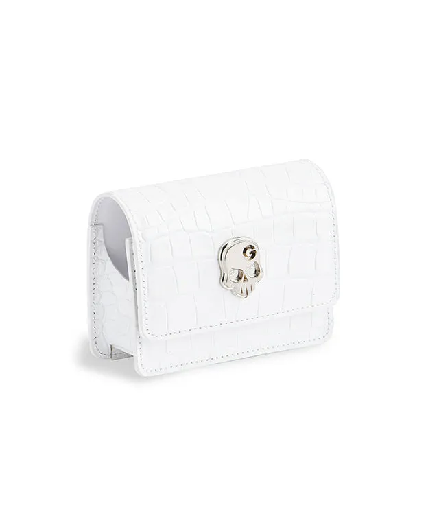 Monster G Italian Crocodile Texture Genuine Leather Golf Rangefinder Case White