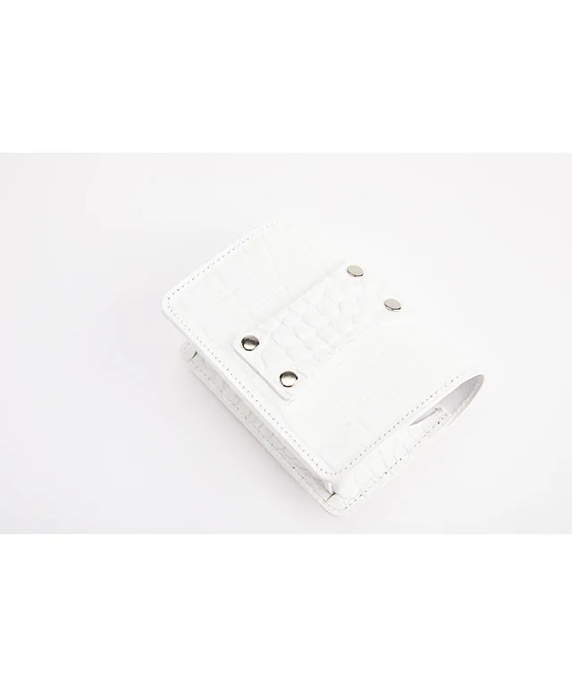 Monster G Italian Crocodile Texture Genuine Leather Golf Rangefinder Case White