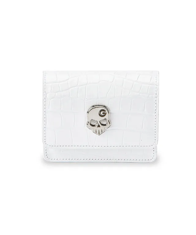 Monster G Italian Crocodile Texture Genuine Leather Golf Rangefinder Case White