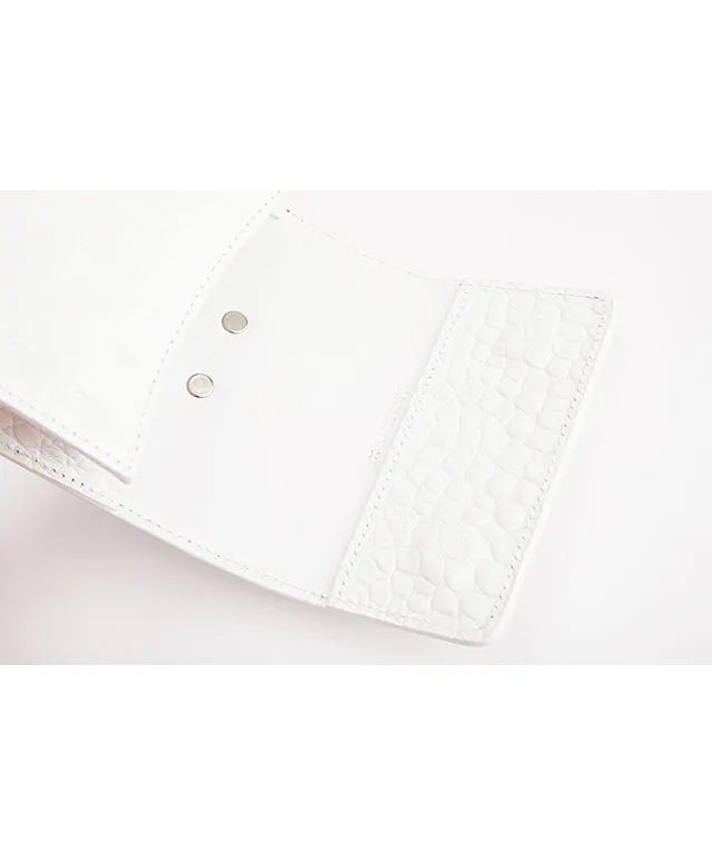 Monster G Italian Crocodile Texture Genuine Leather Golf Rangefinder Case White