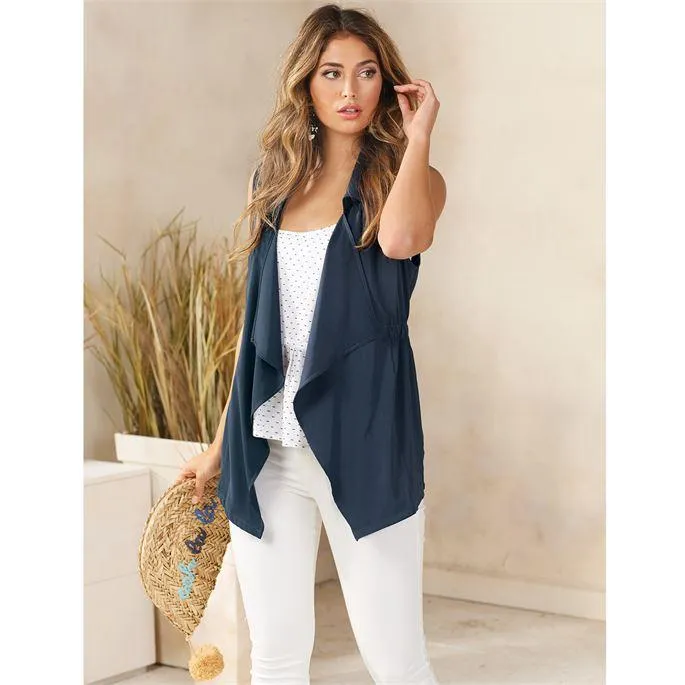 Mud Pie Raven Cinched Collared Vest