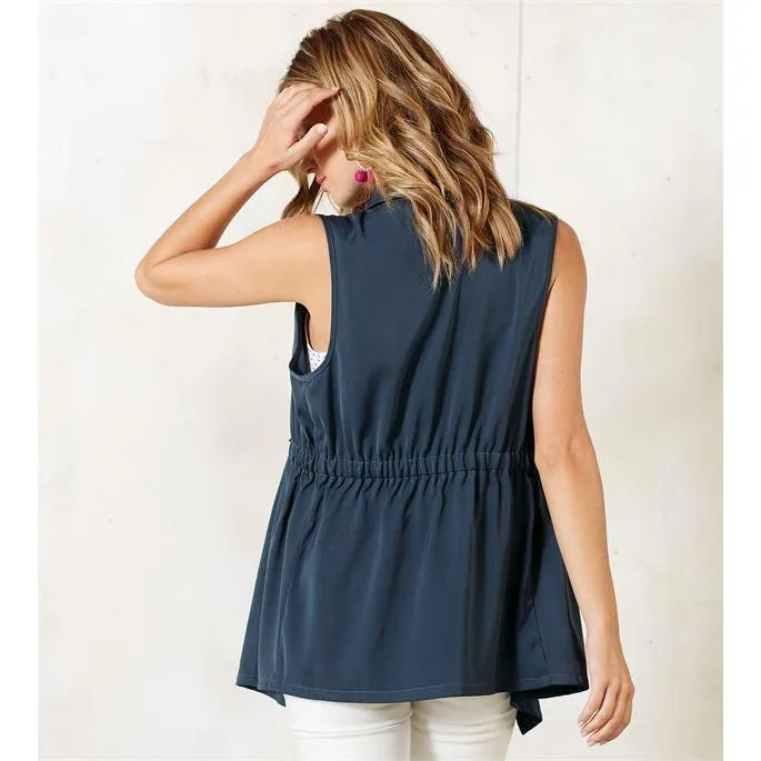 Mud Pie Raven Cinched Collared Vest