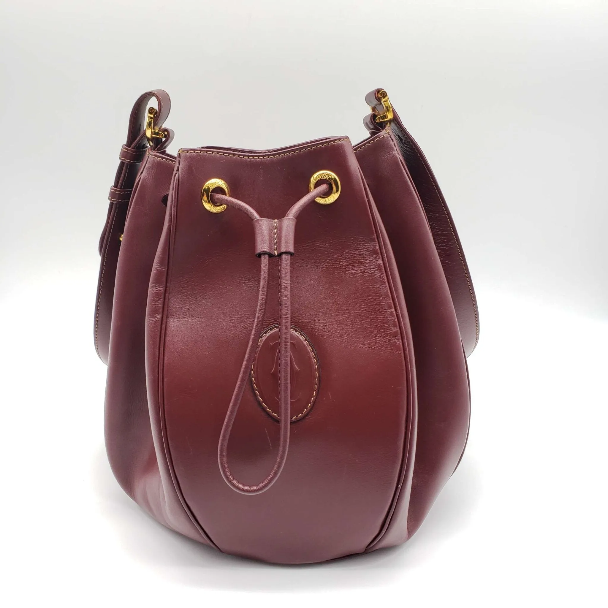 Must De Cartier Bordeaux Leather Shoulder Bag