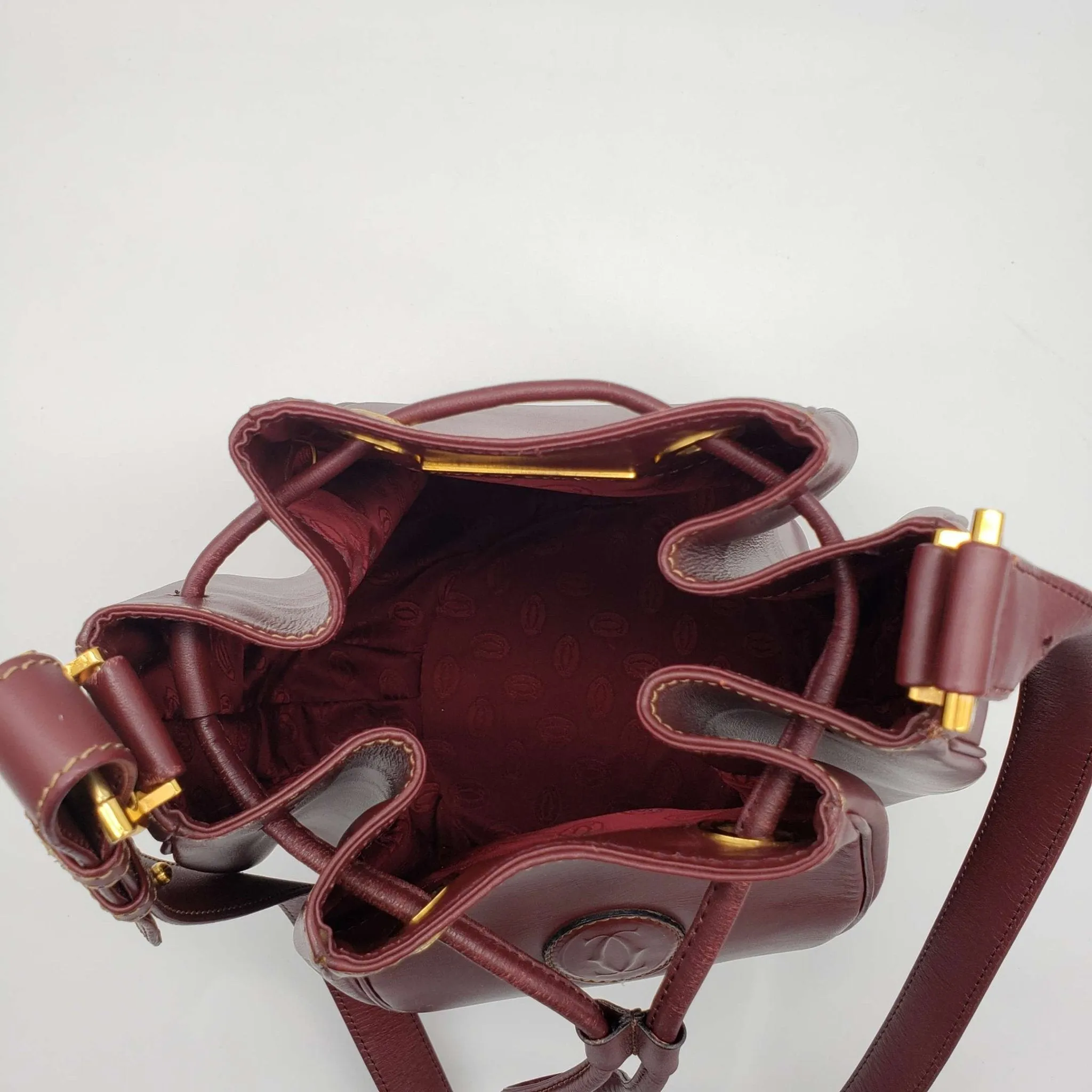 Must De Cartier Bordeaux Leather Shoulder Bag