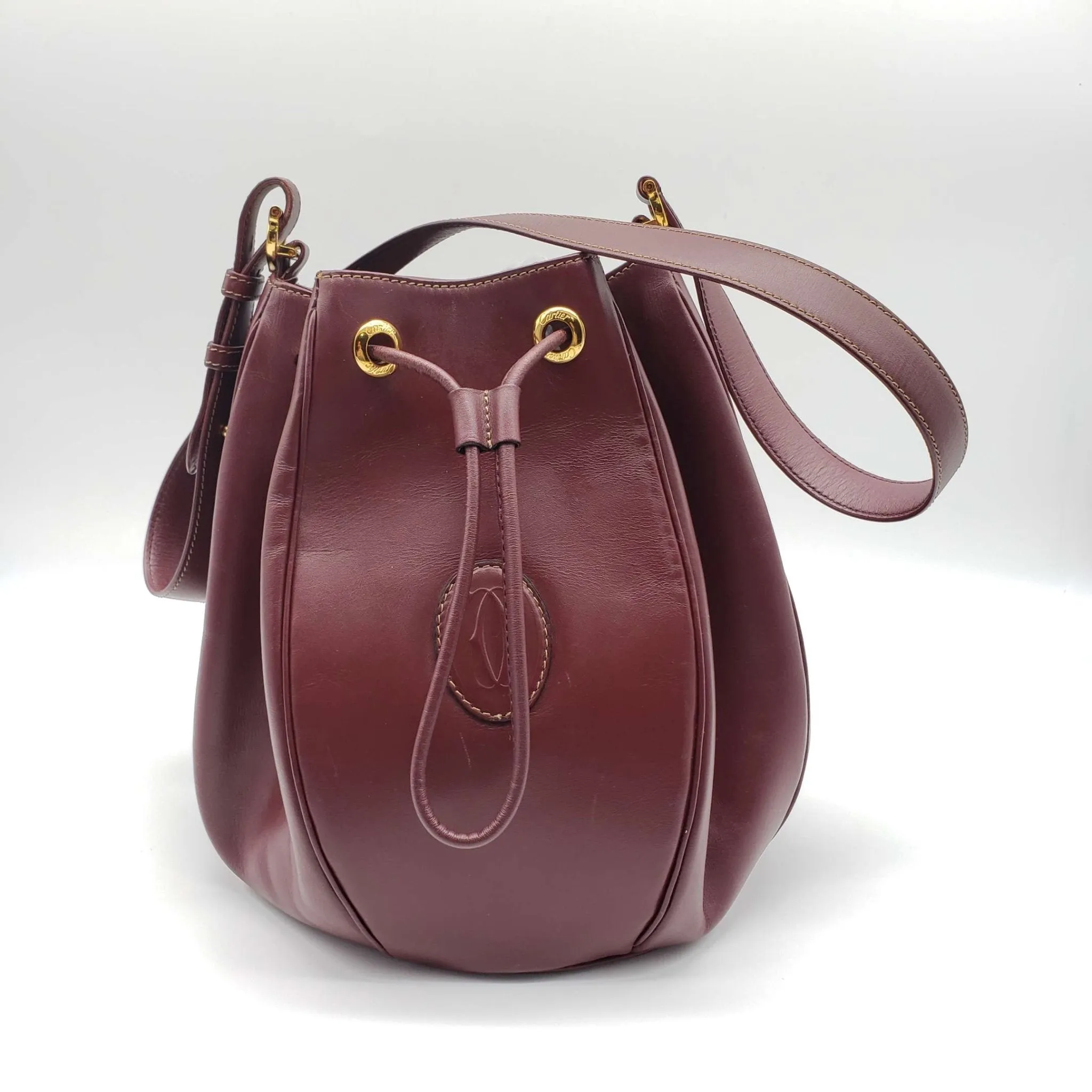 Must De Cartier Bordeaux Leather Shoulder Bag