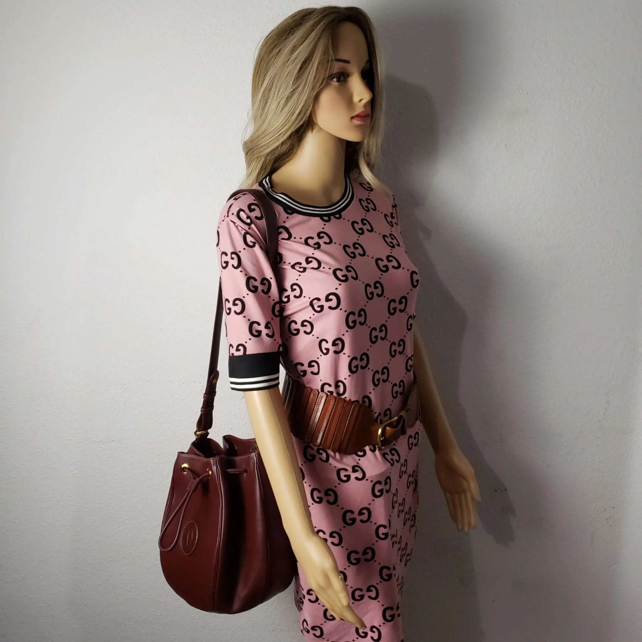 Must De Cartier Bordeaux Leather Shoulder Bag
