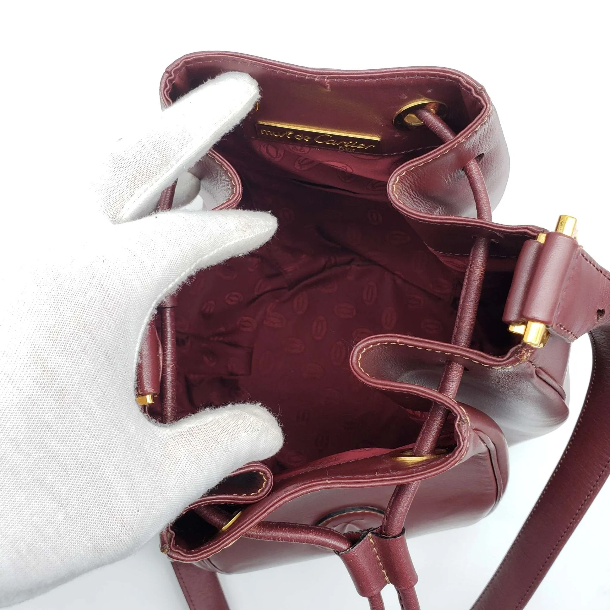 Must De Cartier Bordeaux Leather Shoulder Bag