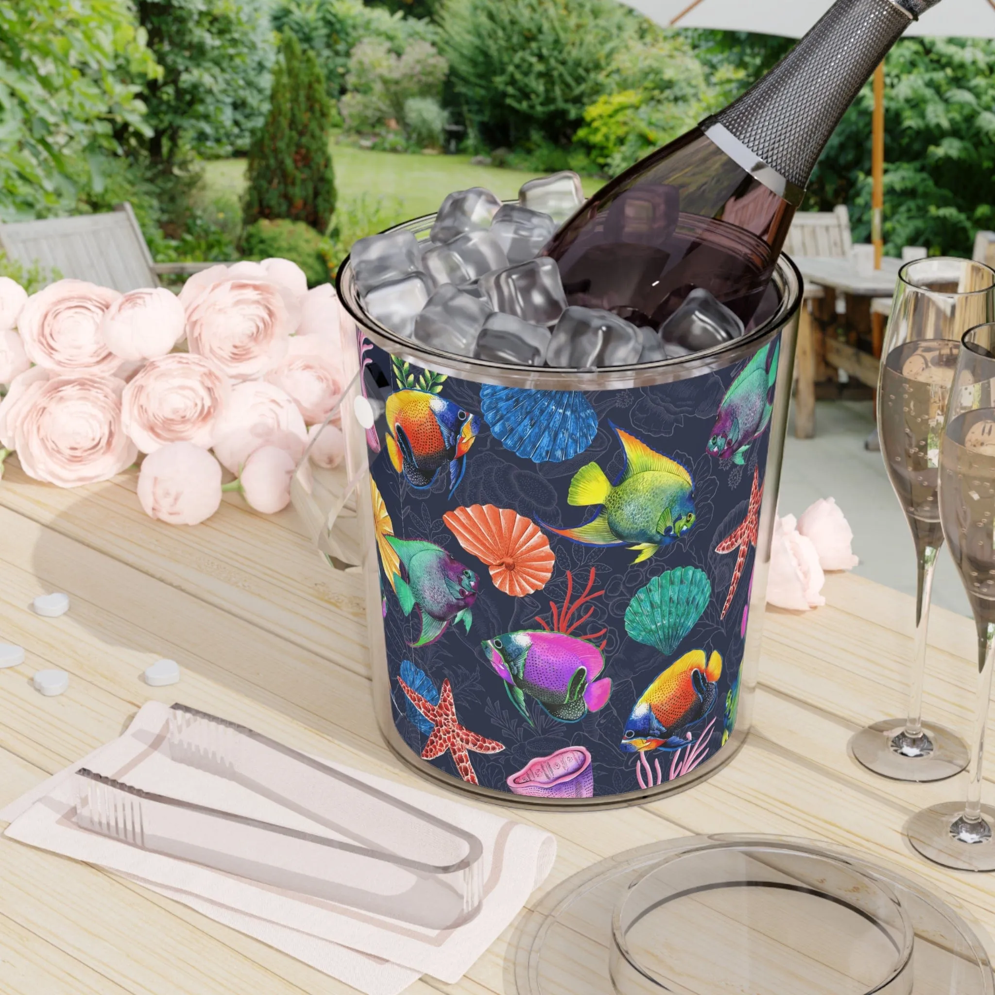 Mystical Reef Ice Bucket with Tongs