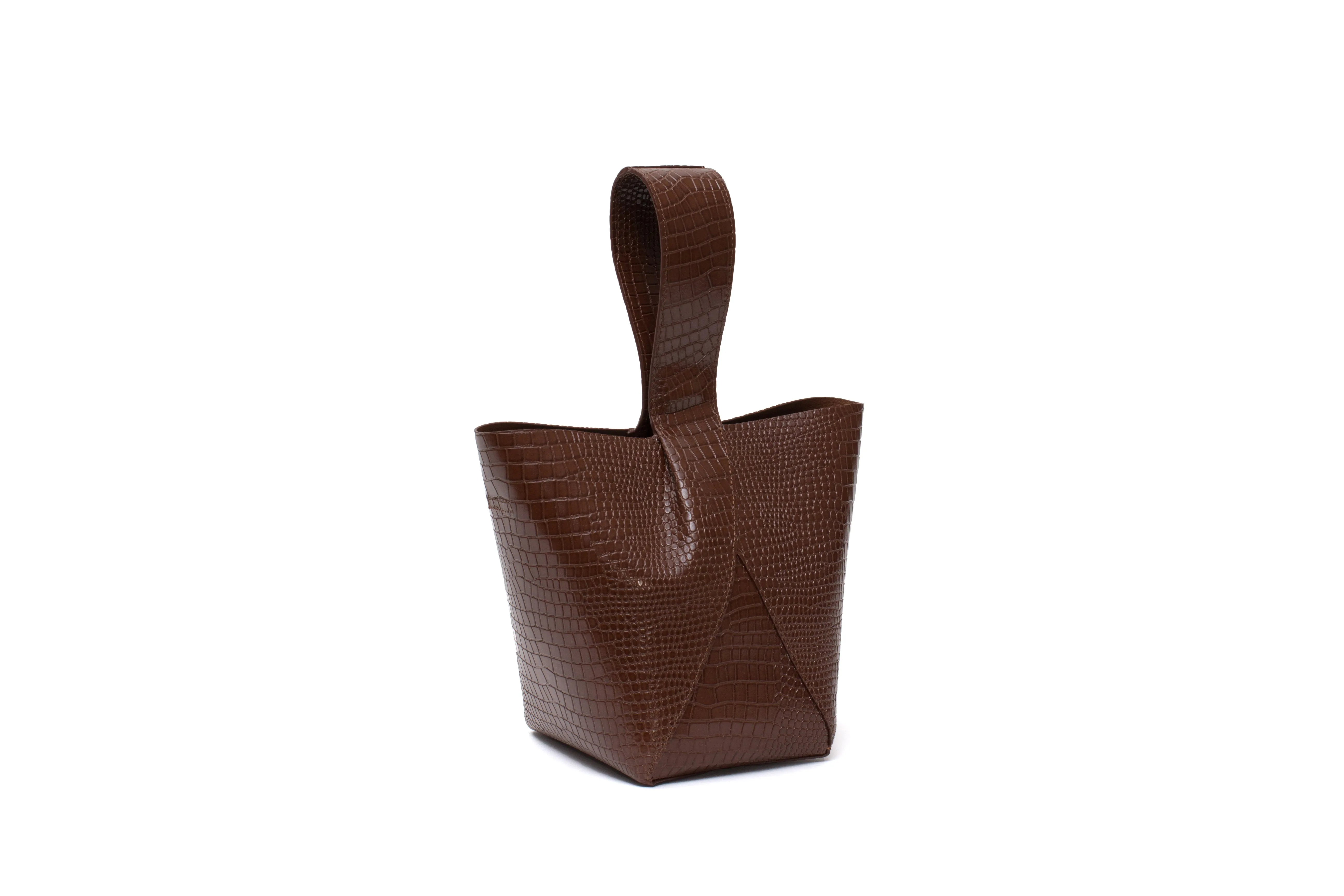 Nº49 Cross Handle Bucket - Chestnut Croc // WEB EXCLUSIVE