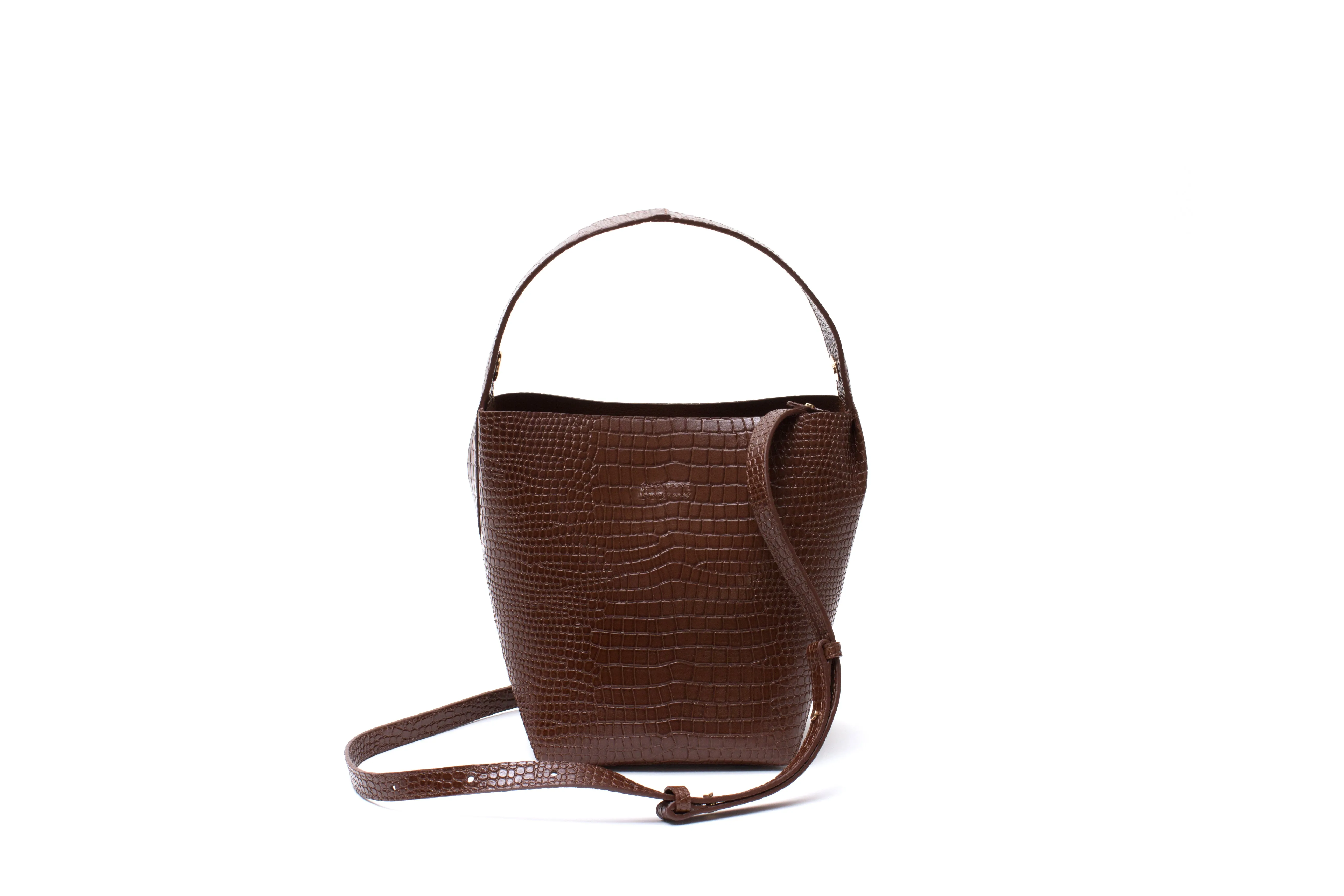 Nº49 Cross Handle Bucket - Chestnut Croc // WEB EXCLUSIVE