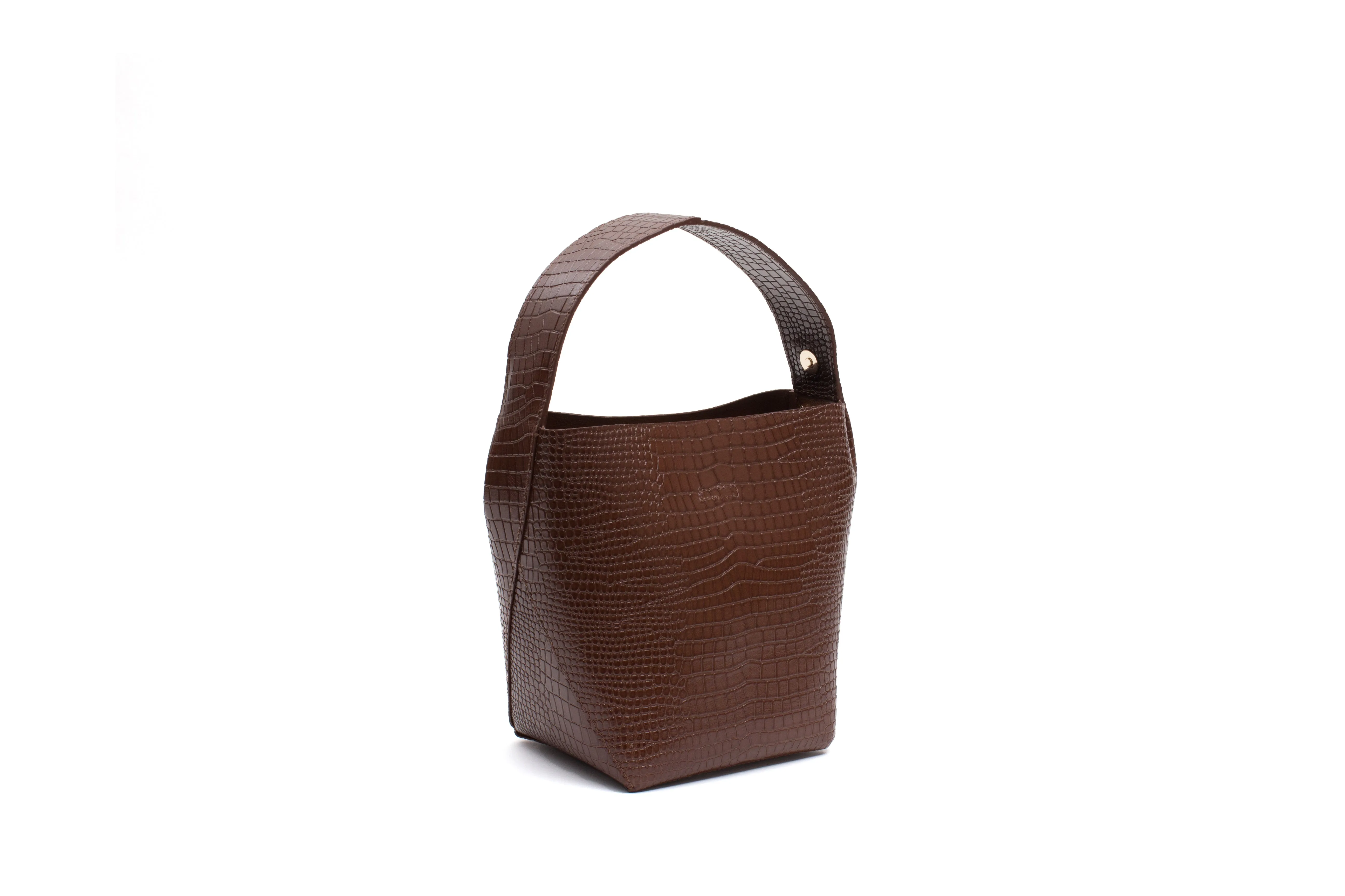 Nº49 Cross Handle Bucket - Chestnut Croc // WEB EXCLUSIVE