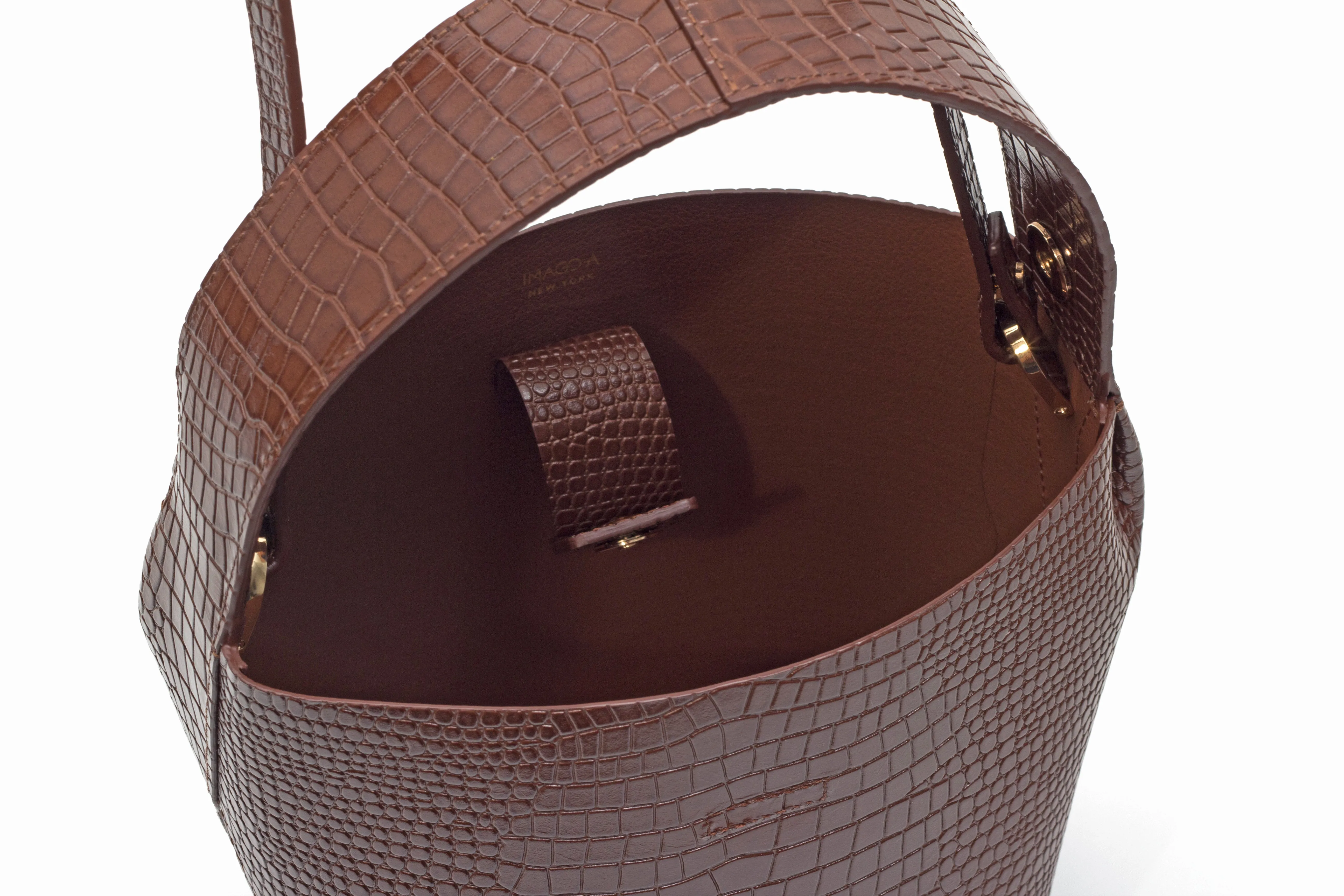 Nº49 Cross Handle Bucket - Chestnut Croc // WEB EXCLUSIVE
