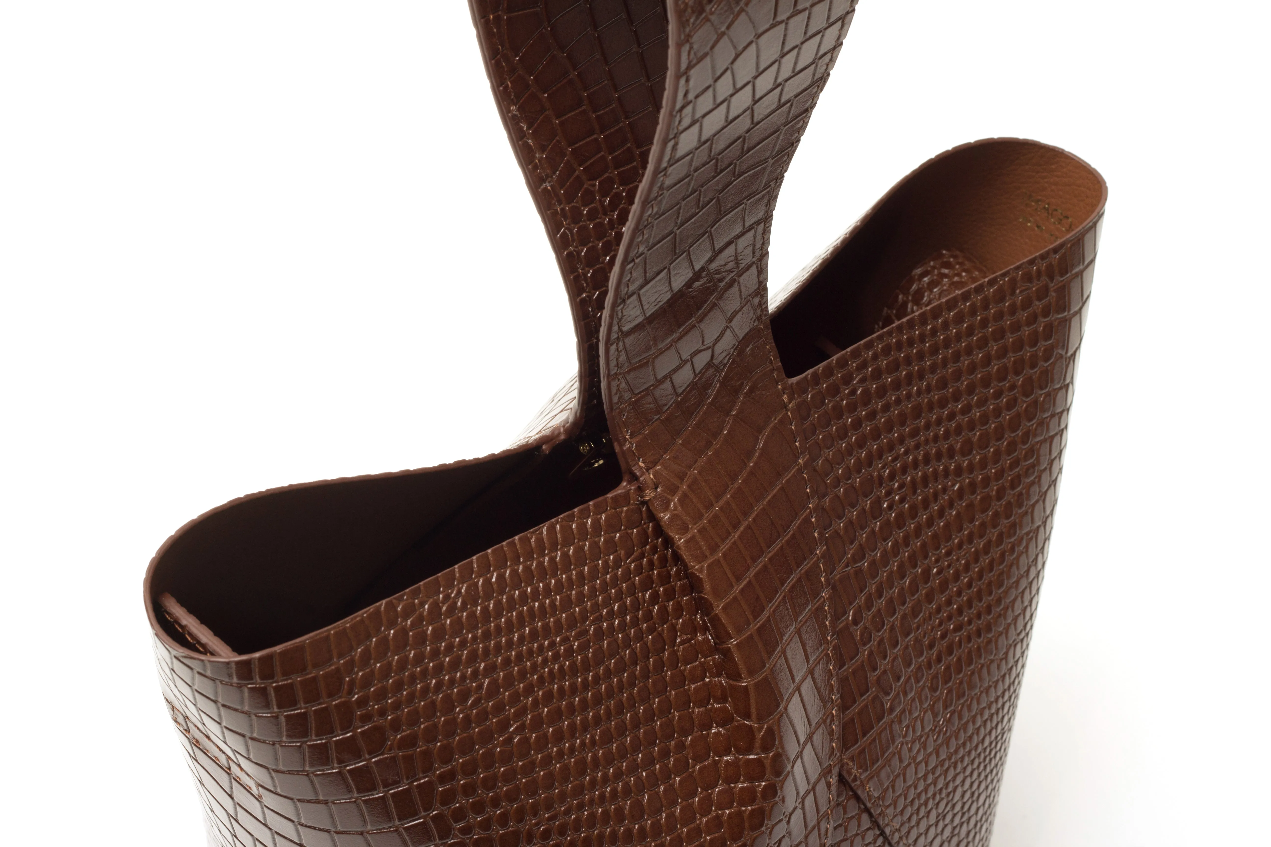 Nº49 Cross Handle Bucket - Chestnut Croc // WEB EXCLUSIVE
