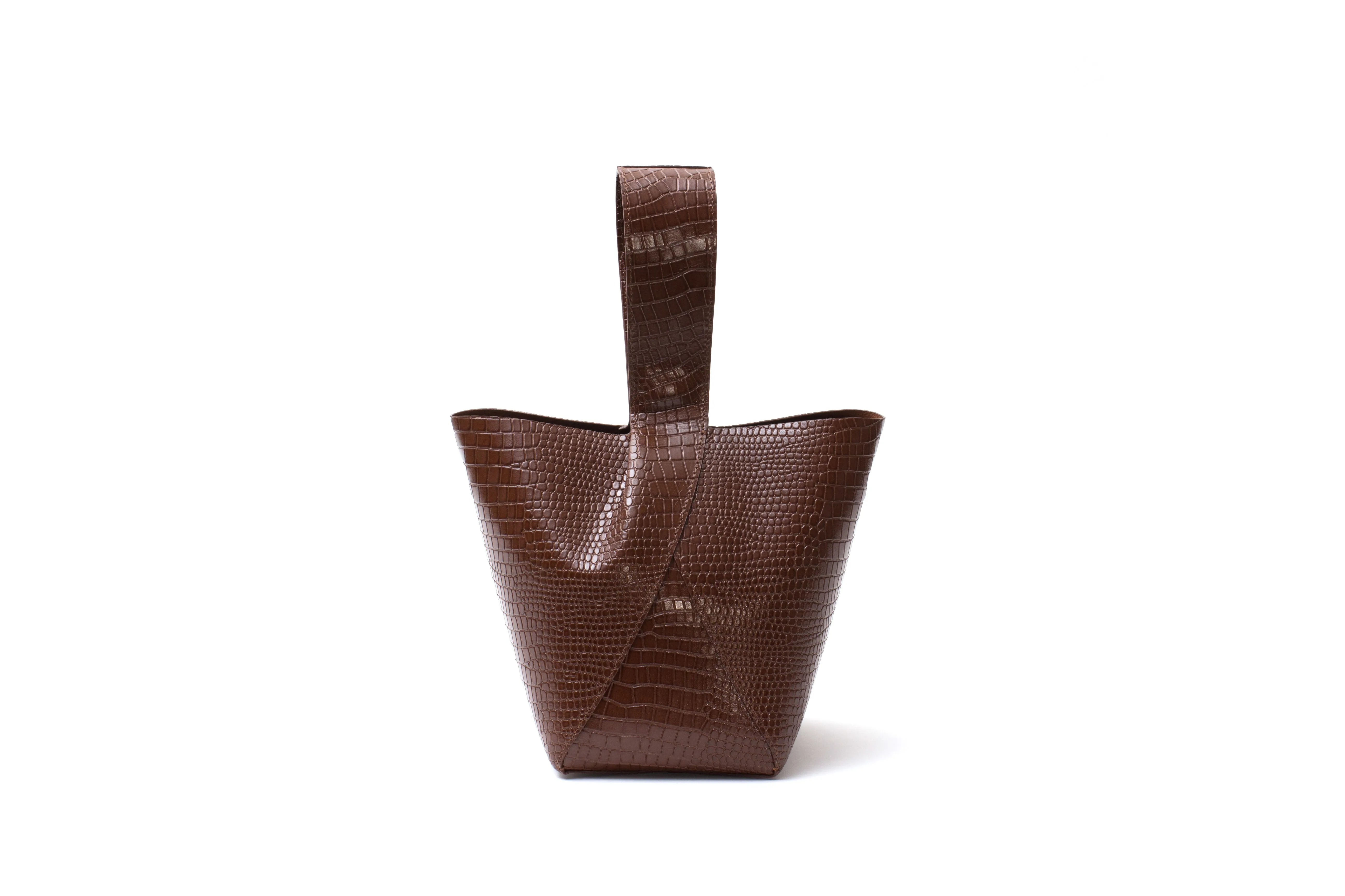 Nº49 Cross Handle Bucket - Chestnut Croc // WEB EXCLUSIVE
