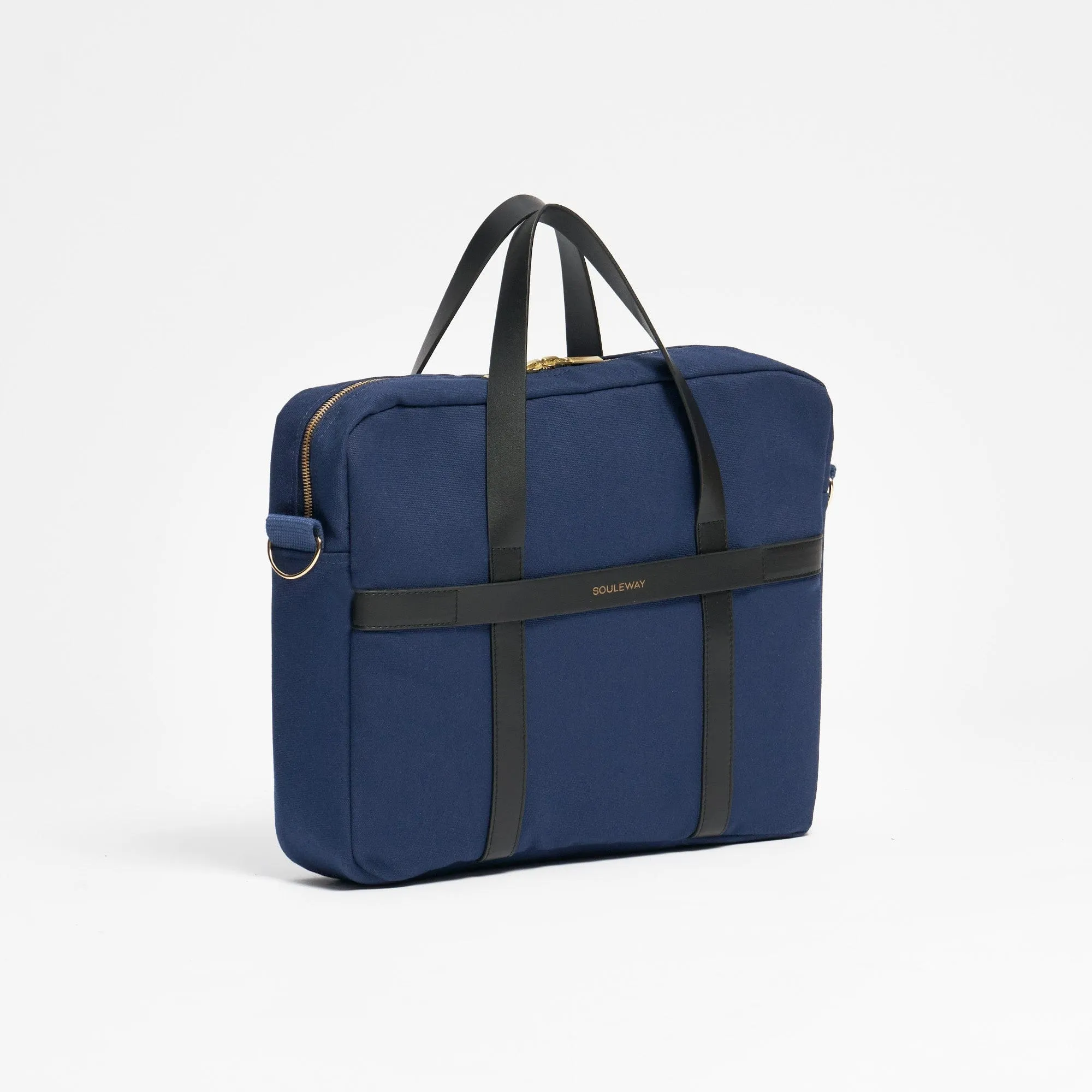 Natural Cotton Canvas Laptop Bag | Navy Blue